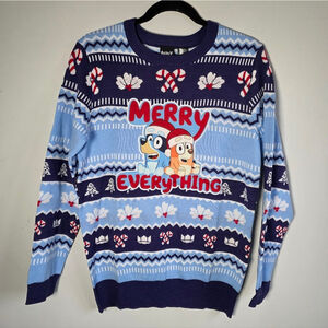 Bluey Merry Everything Ugly Christmas Sweater Holiday Knit Cartoon Pullover S
